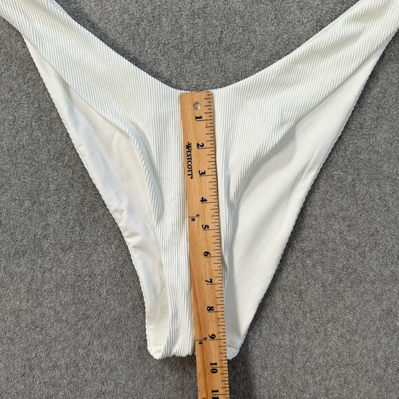 Aerie Cheekier White Ribbed Bikini Bottom Size X-Large Swim Beach New - Picture 2 of 7